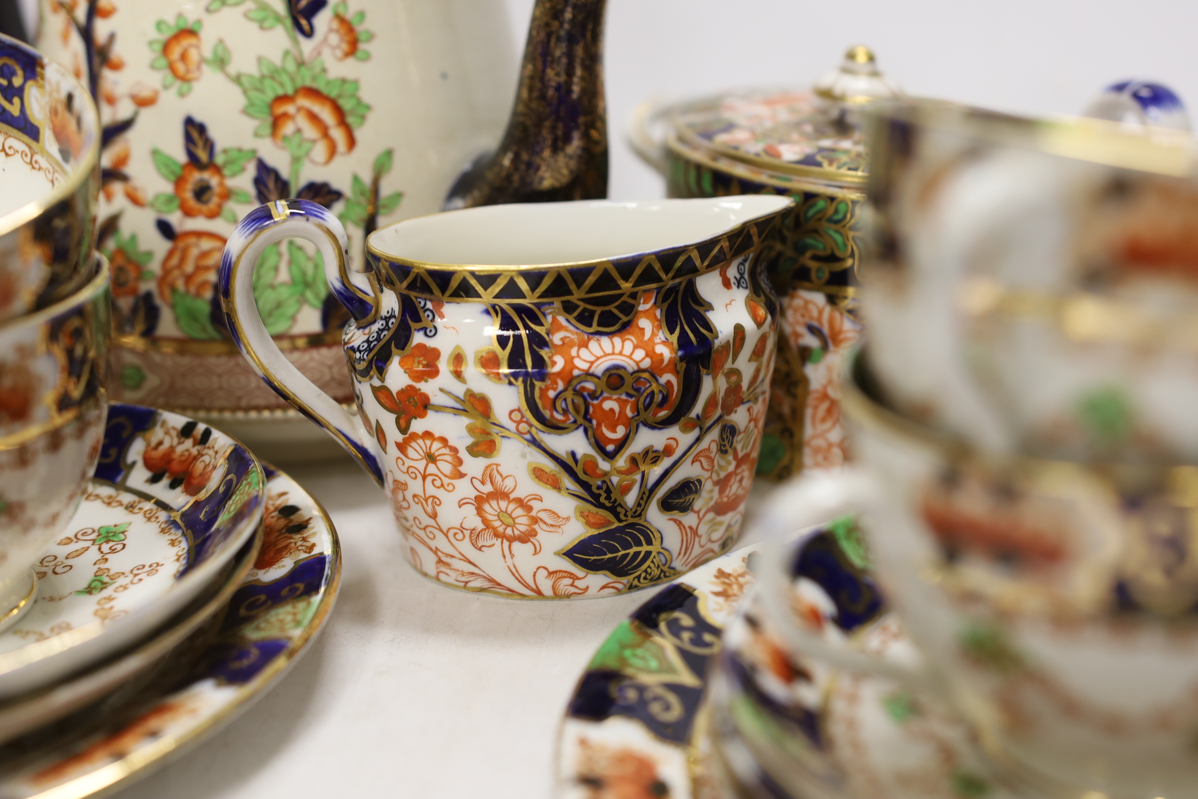 A group of Imari pattern teawares including Royal Staffordshire and Crown Derby